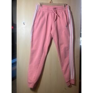 Adidas Women's Pink Trefoil 3 Stripe Jogger Sweatpants Elastic Waist Size M